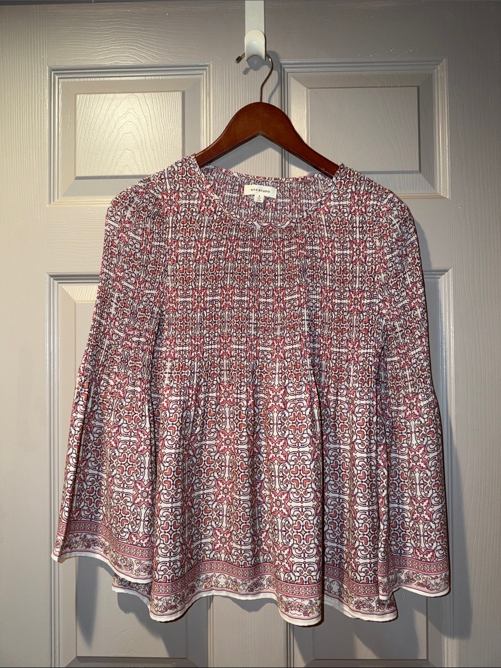 Max Studio Smocked Peasant Tunic Size S